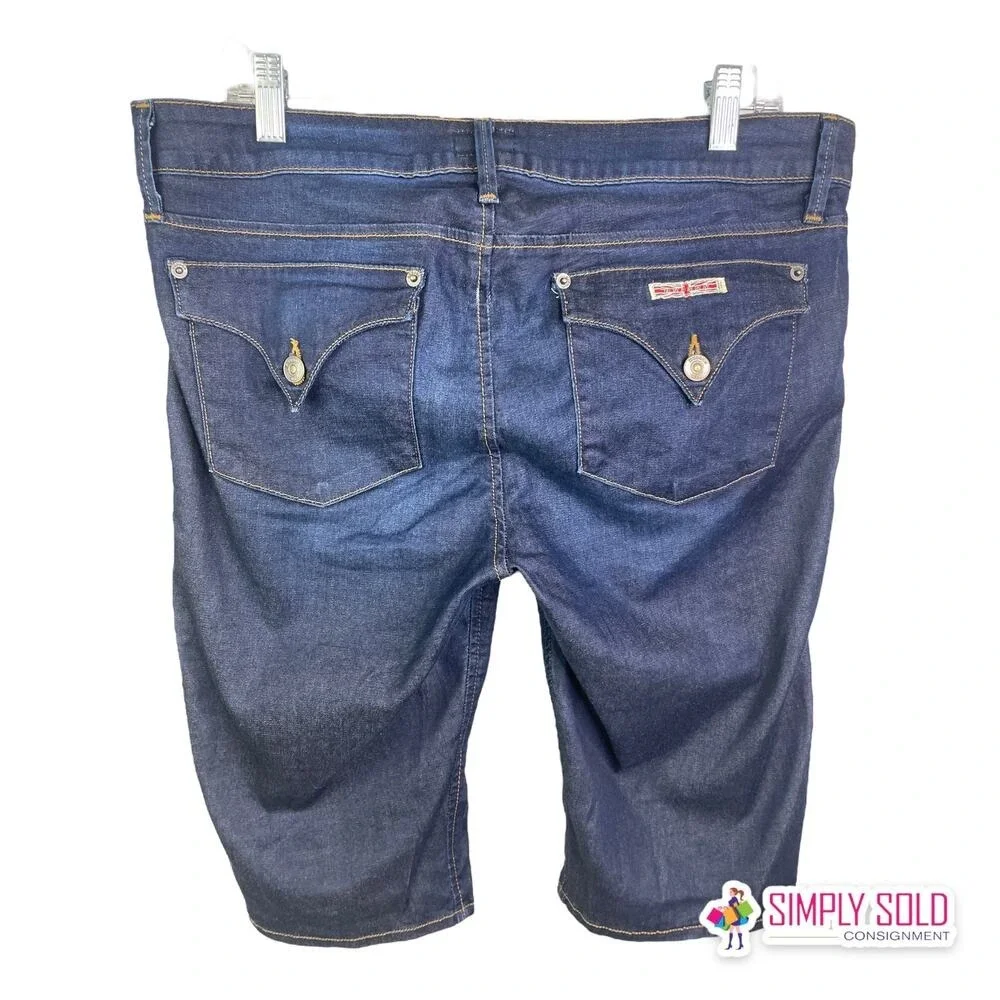 Hudson‎ Denim Shorts Womens 31 Blue Bermuda Dark Wash Flap Pocket Made in USA
